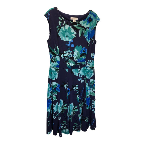 Coldwater Creek Dresses & Skirts - Coldwater Creek, 8, Navy Floral Dress, Round Neck Sleeveless